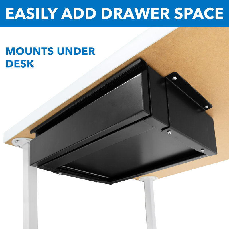 Mount It Under Desk Pull Out Drawer Kit With Smooth Sliding Track Office Storage Organizer Mounts To Desktops Tables And Workbenches Over 0.71 Inches Thick Matte Black Reviews Wayfair